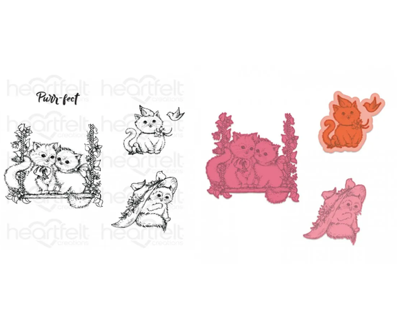 Purr-fect Playdate Cling Stamp Set And Die COMBO
