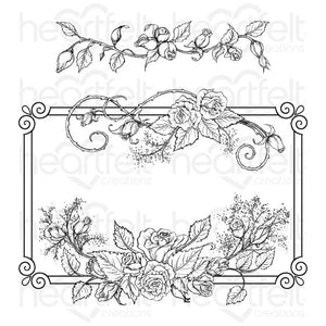 Stylish Rose Frame Cling Stamp Set And Die COMBO