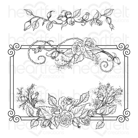 Stylish Rose Frame Cling Stamp Set And Die COMBO