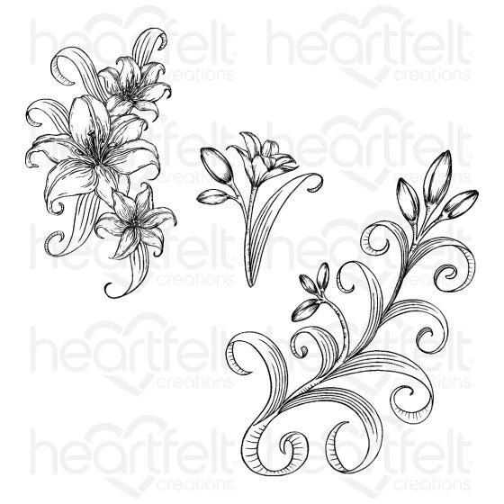 Garden Lily Spray & Fillers Cling Stamp Set And Die COMBO