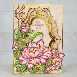 Peony Bud and Blossom Cling Stamp Set And Die COMBO