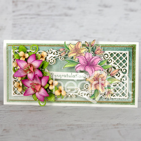 Garden Lily Bouquet & Buds Cling Stamp Set And Die COMBO